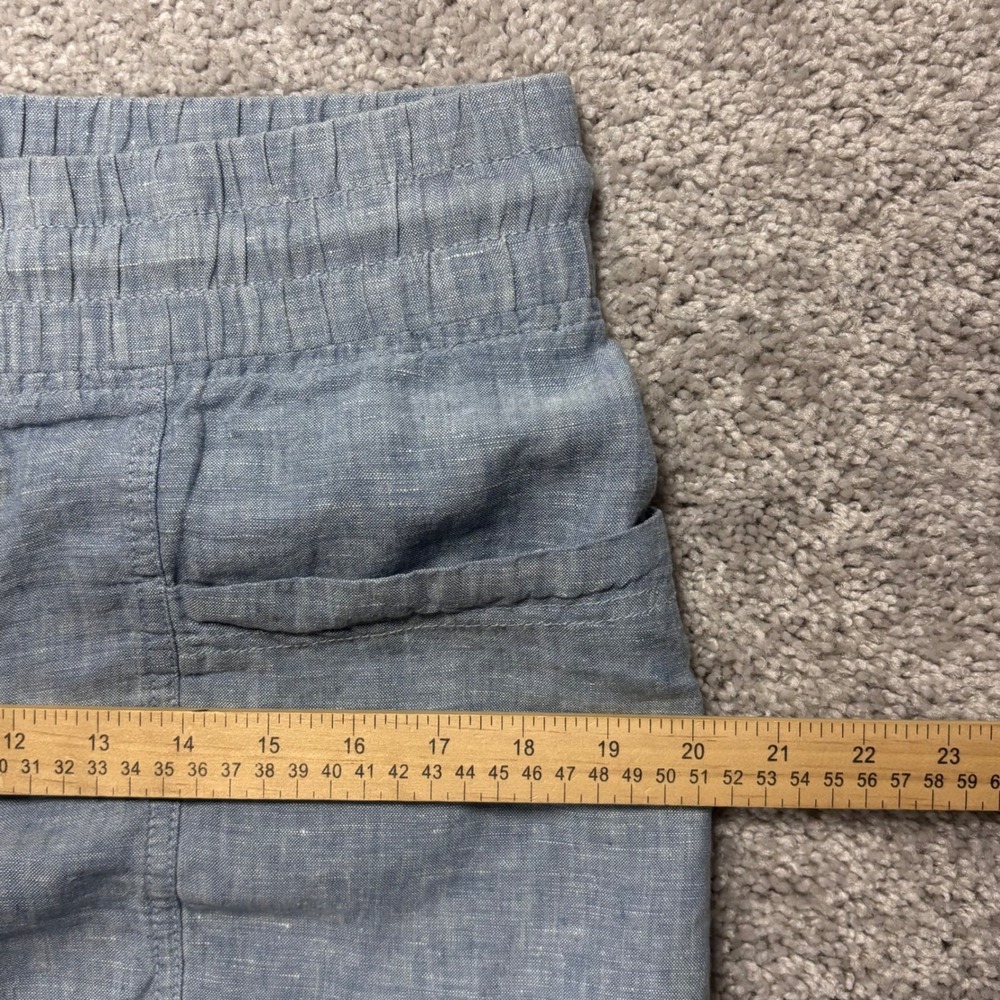 Athleta Cabo Linen 4" Short Blue Heathered Drawstring Waist 447245 Womens Size 8 - Picture 7 of 11